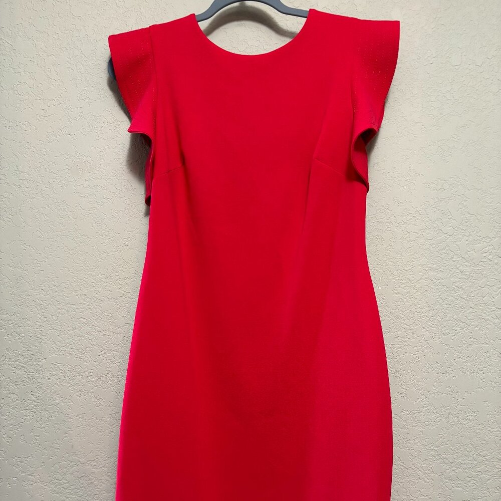 Red Size 10  Calvin Klein Sheath Dress